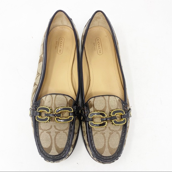 Coach Loafers CC Logo Monogram Jacquard Tan 9.5 - Picture 14 of 15